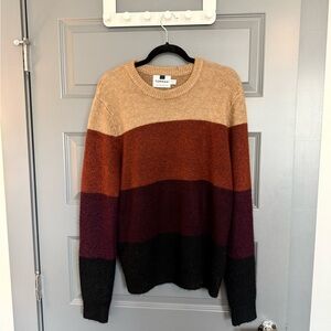 Topman Men's Striped Crewneck Sweater - Beige, Rust, Burgundy, Black